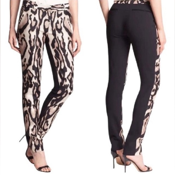 Diane Von Furstenberg Mary Mikado Wool Silk Pants Animal Print Size 6 - Picture 16 of 16